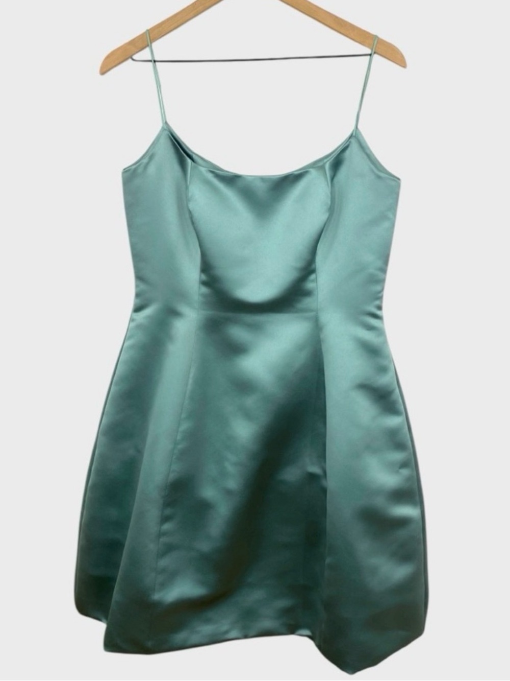 Catherine Regehr Green Satin A-line Mini Dress Size Medium